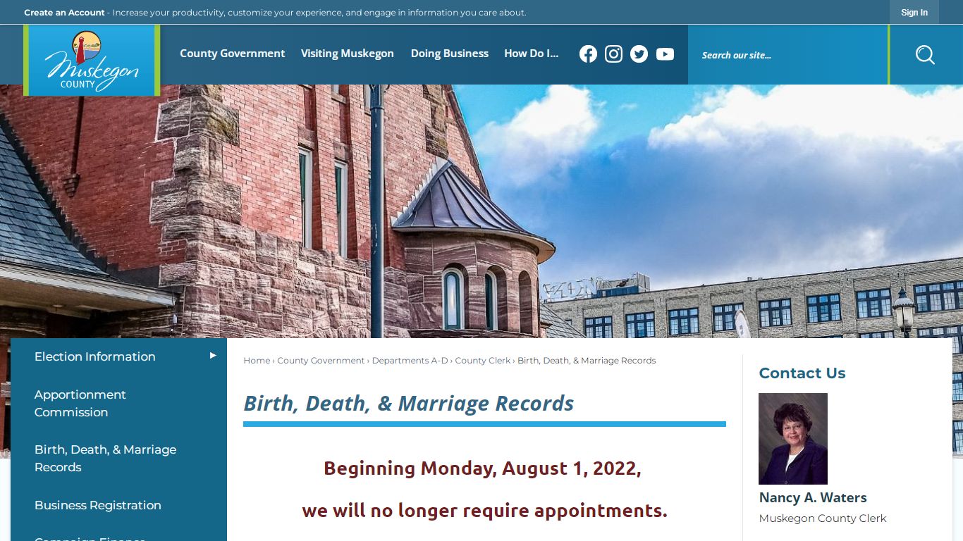 Birth, Death, & Marriage Records | Muskegon County, MI